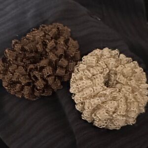 Brown and Cream Hair Scrunchies